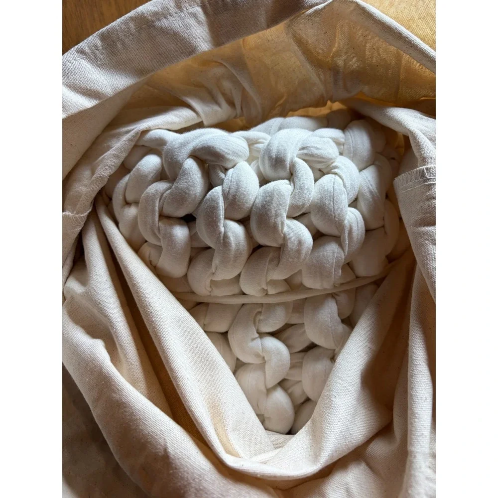 Bearaby Cotton Napper 20lb Weighted Blanket Organic Cotton Knit Cloud White
